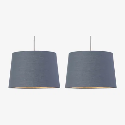 The Range Set Of 2 Zoey Dark Grey With Gold Easy Fit Pendant Or Lamp Shades - Dark Grey