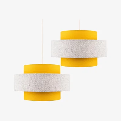 The Range Weaver 3 Tier Pair of Yellow Ceiling Pendant Shade - Yellow