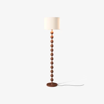 The Range Mid-century Fabric Lampshade Floor Lamp with Foot Switch - Rosewood