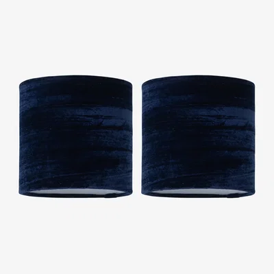 The Range Set Of 2 Navy Blue Crushed Velvet 15.5cm Table Lamp Shades - Blue