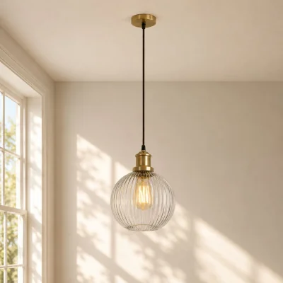 The Range CGC EVA Ribbed Glass Globe Lampshade - Clear