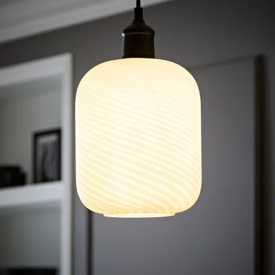 The Range Emery Frosted Oval Swirl Glass Easy Fit Ceiling Lamp Shade - Frosted White / Yes - Frosted White