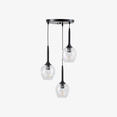 The Range 3-Light Modern Style Glass Lampshade Chandeliers - Black