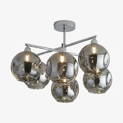 The Range 6 Arm Smoked Glass Ceiling Fitting