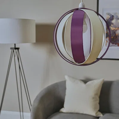 The Range Purple Modern Fabric Globe Ceiling Pendant Light Shade - Purple