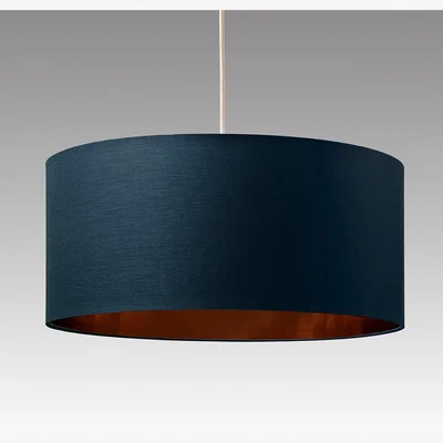 The Range CGC MILANO Navy Blue and Gold Oversized Large Velvet Fabric Lamp Shade - navy