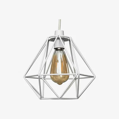 The Range Modern Geometric White Metal Basket Cage Ceiling Pendant Light Shade - White