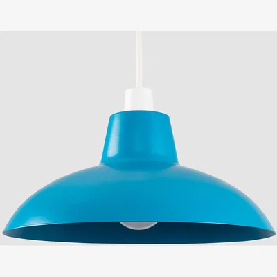 The Range Civic Pair of French Blue Retro Ceiling Pendant Shade - Blue