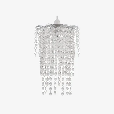 The Range Daisy Easy Fit Jewelled Pendant Shade - Clear Acrylic With Polished Chrome Plate Detail