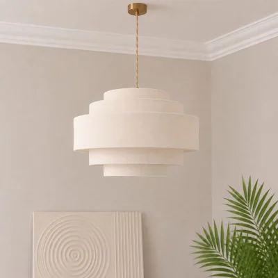 The Range CGC Soma Five Layered Cream Fine Linen Drum Lampshade Large - Cream