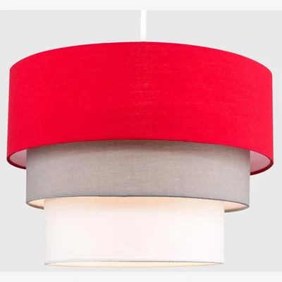 The Range 3 Tier Modern Red Fabric Ceiling Pendant Light Shade - Red
