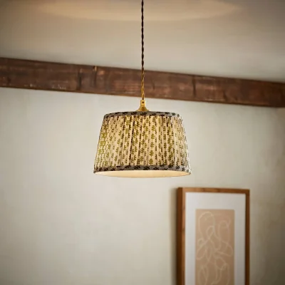 The Range ValueLights Grange Small Floral Pleated Lamp Shade - Green / Plastic