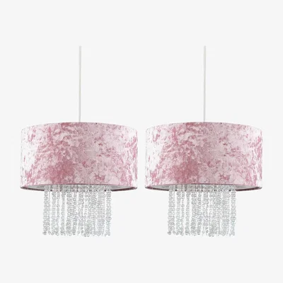 The Range Boland Pair of Pink Ceiling Pendant Droplets Shade - Pink