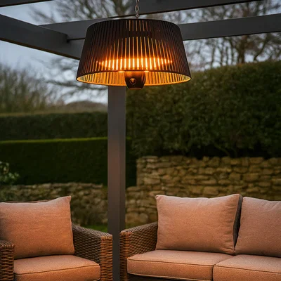 The Range Lunara Hanging Lampshade Patio Heater   - Black