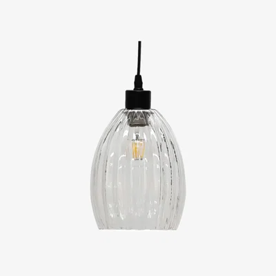 The Range Birch Easy Fit Glass Pendant Shade - Clear Ribbed Glass