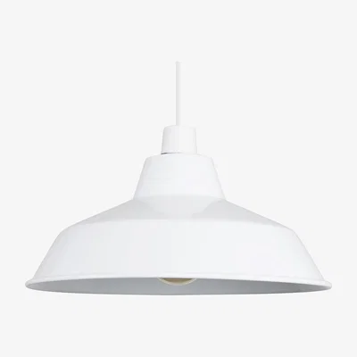 The Range Retro Style Gloss White Metal Reflector Ceiling Pendant Light Shade - White