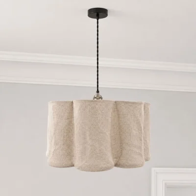 The Range CGC Vittoria Oatmeal Linen Scallop Drum Lampshade - Oatmeal