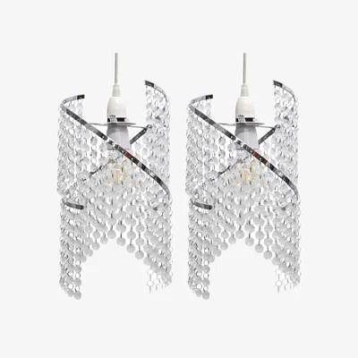 The Range Set Of 2 Canna Easy Fit Jewelled Pendant Shades - Clear