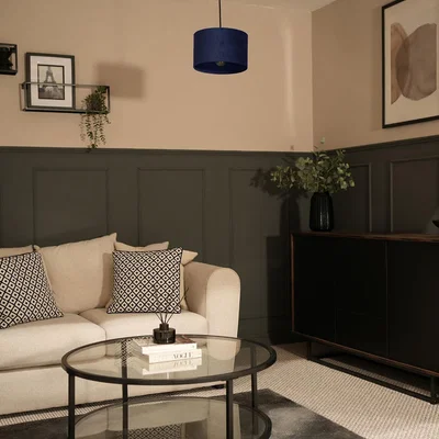 The Range Reni Velvet Drum Light Shade - Blue