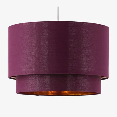 The Range Kozy Easy Fit Fabric Pendant Shade - Burgundy Cotton With Gold Inner Detail