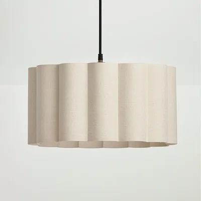 The Range CGC Sabrina Scalloped Oatmeal Linen Drum Lampshade Large 44cm - Oatmeal