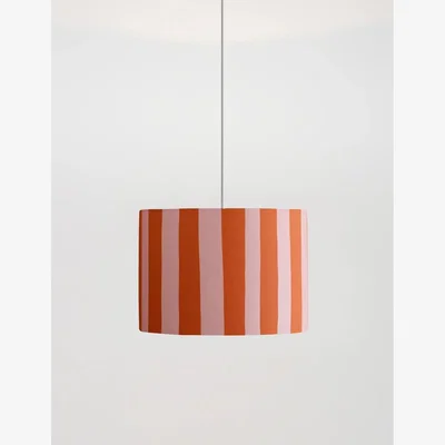 Rose & Grey Houseof Pink stripes print lamp shade Pink & Orange
