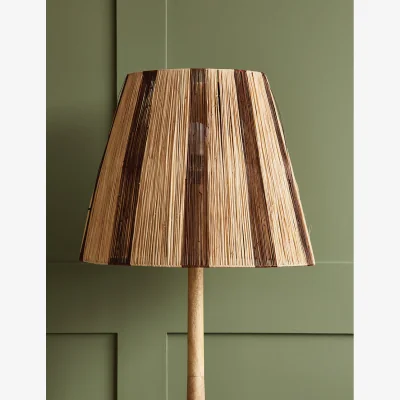 Rose & Grey Stripe Raffia Lampshade