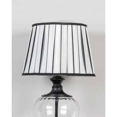 Teddy Beau Deco Home 15in Pleated Drum Shade Black White - Dual Fitting / White