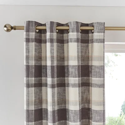Dunelm Boucle Check Grey Thermal Eyelet Curtains Grey