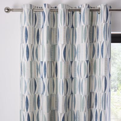 Dunelm Cuba Teal Eyelet Curtains Blue, Green and White