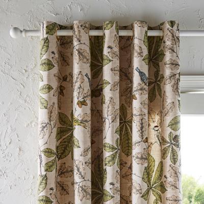 Dunelm Arboretum Natural Eyelet Curtains Beige/Green