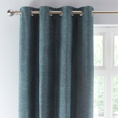 Dunelm Hava Chenille Peacock Eyelet Curtains Peacock