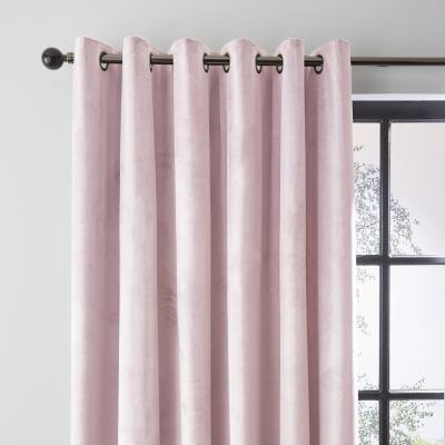 Dunelm Recycled Velour Blush Eyelet Curtains Blush