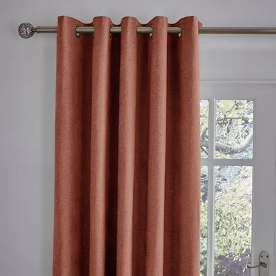 Dunelm Wynter Orange Umber Eyelet Curtains Orange Umber
