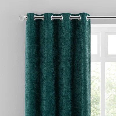 Dunelm Malden Eyelet Curtain Bottle Green Green