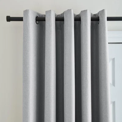 Dunelm Berlin Grey Thermal Blackout Eyelet Door Curtain Light Grey
