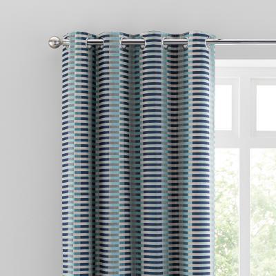 Dunelm Elements Kansas Stripe Navy Eyelet Curtains Navy