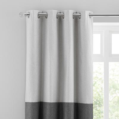Dunelm Luna Block Blackout Eyelet Curtain Dove Grey and Charcoal Grey