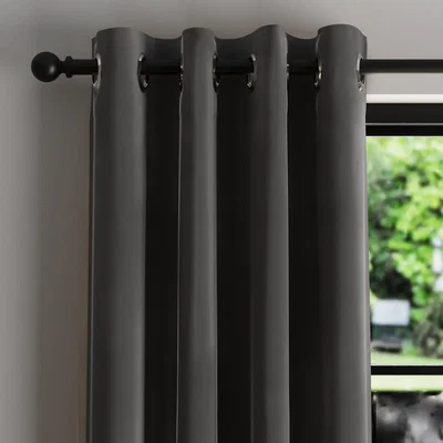 Dunelm Phoenix Velour Graphite Thermal Eyelet Curtains Graphite (Grey)
