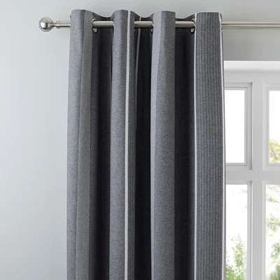 Dunelm Willington Grey Blackout Eyelet Curtains Grey