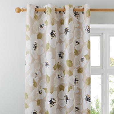 Dunelm Ariana Brushed Natural Eyelet Curtains Brown, Yellow and White