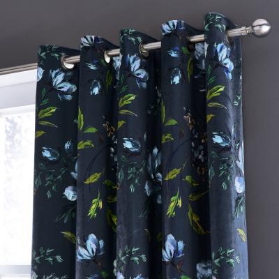 Dunelm Charm Floral Midnight Blue Eyelet Curtains Blue and Green