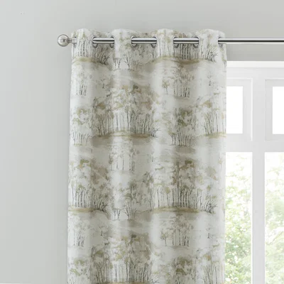 Dunelm Treescape Sage Eyelet Curtains Green/White
