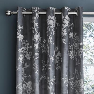 Dunelm Cascade Floral Grey Eyelet Curtains Grey/White