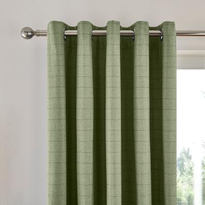 Dunelm Recycled Burley Check Olive Eyelet Curtains Olive