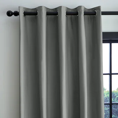 Dunelm Adley 100% Cotton Steeple Grey Eyelet Curtains Grey