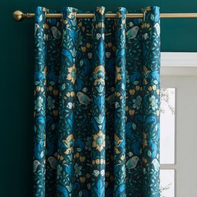 Dunelm Ruskin Bottle Green Eyelet Curtains Green/Yellow