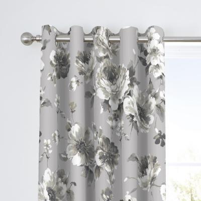 Dunelm Fusion Charity Floral Grey Eyelet Curtains Grey and White