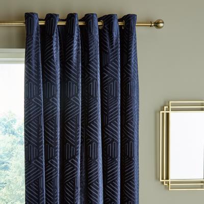 Dunelm Catherine Lansfield Geo Cut Navy Eyelet Curtains Navy