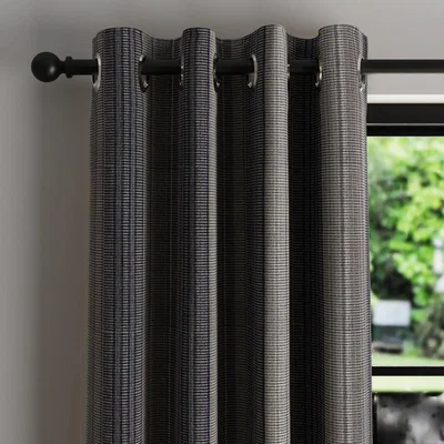 Dunelm Cosy Stripe Navy Thermal Eyelet Curtains Navy